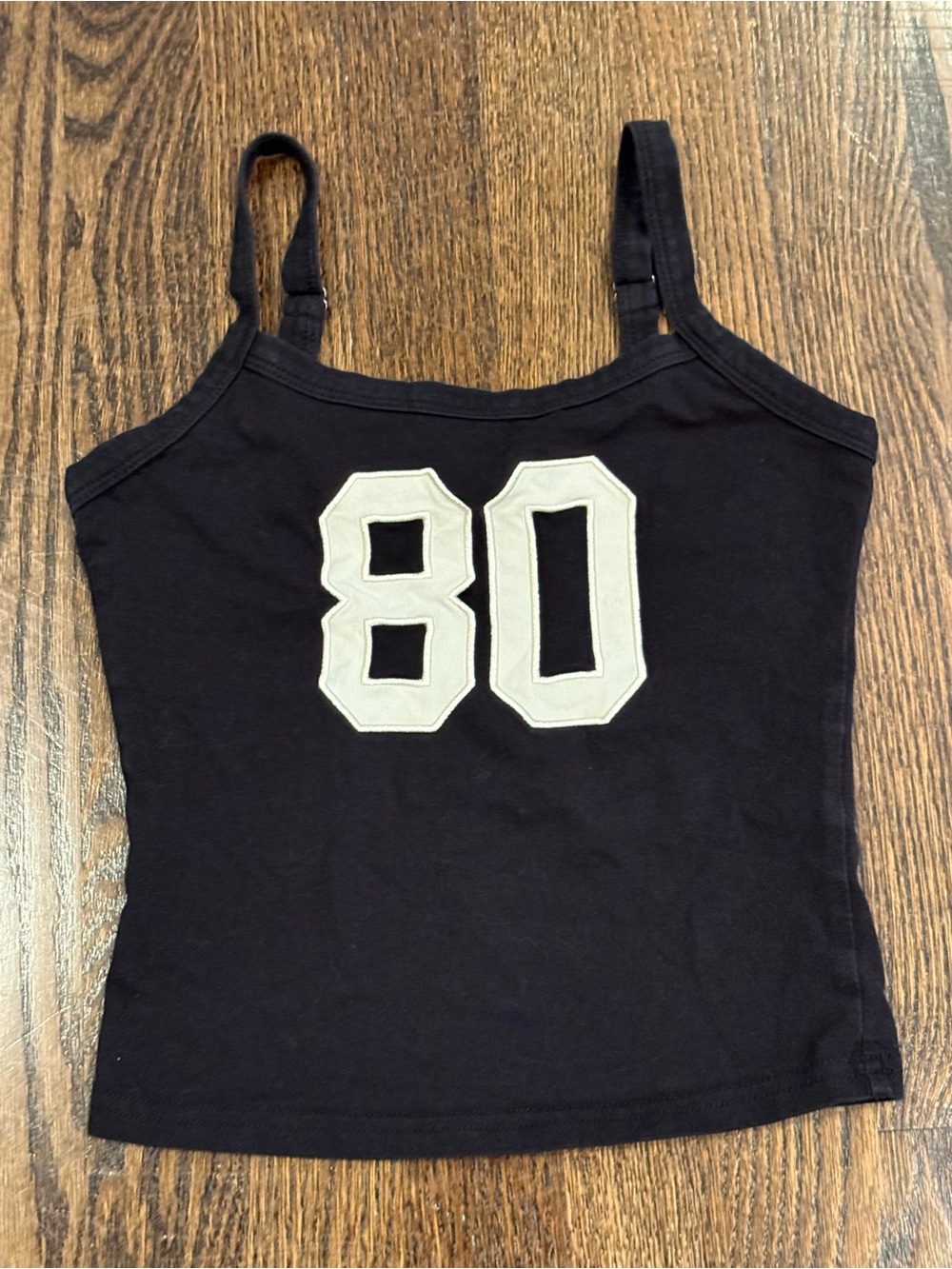 Edikted Black Tank Top with White '80' Appliqué